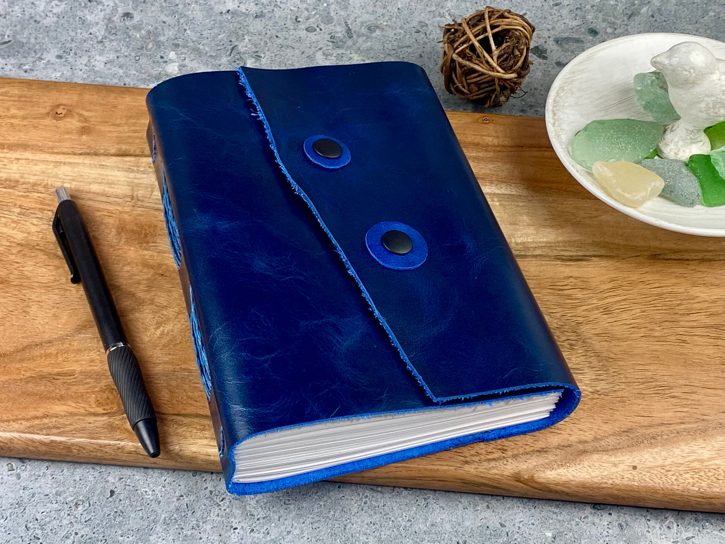 7x5 Leather Journal - Sapphire Blue