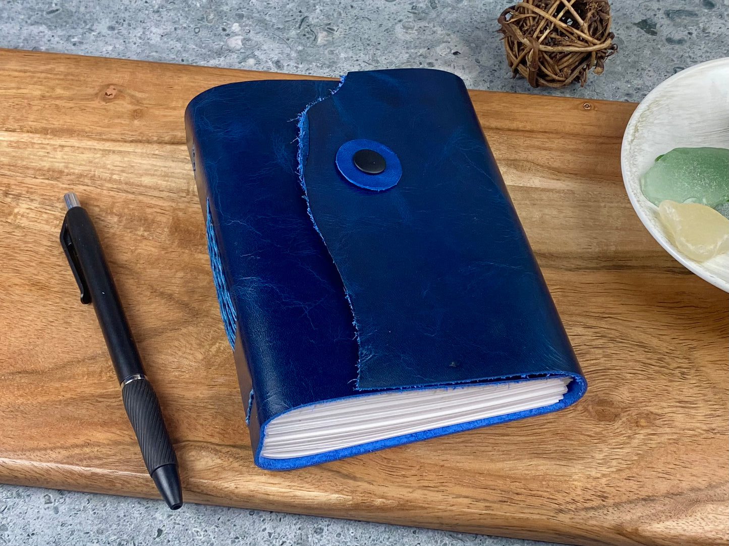 Small Leather Journal - Sapphire Blue