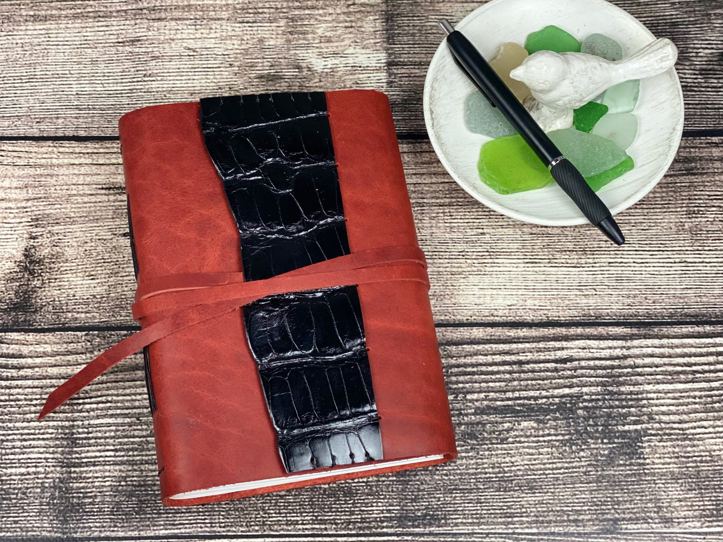 5x7 Leather Journal - Red Bison and Caiman