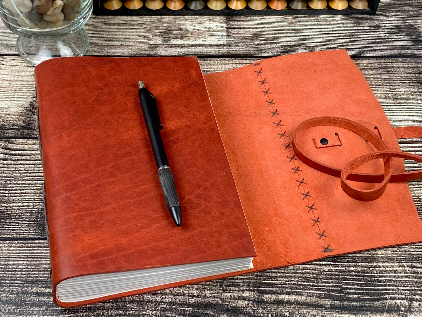 Large Leather Sketchbook/Journal - Red Bison