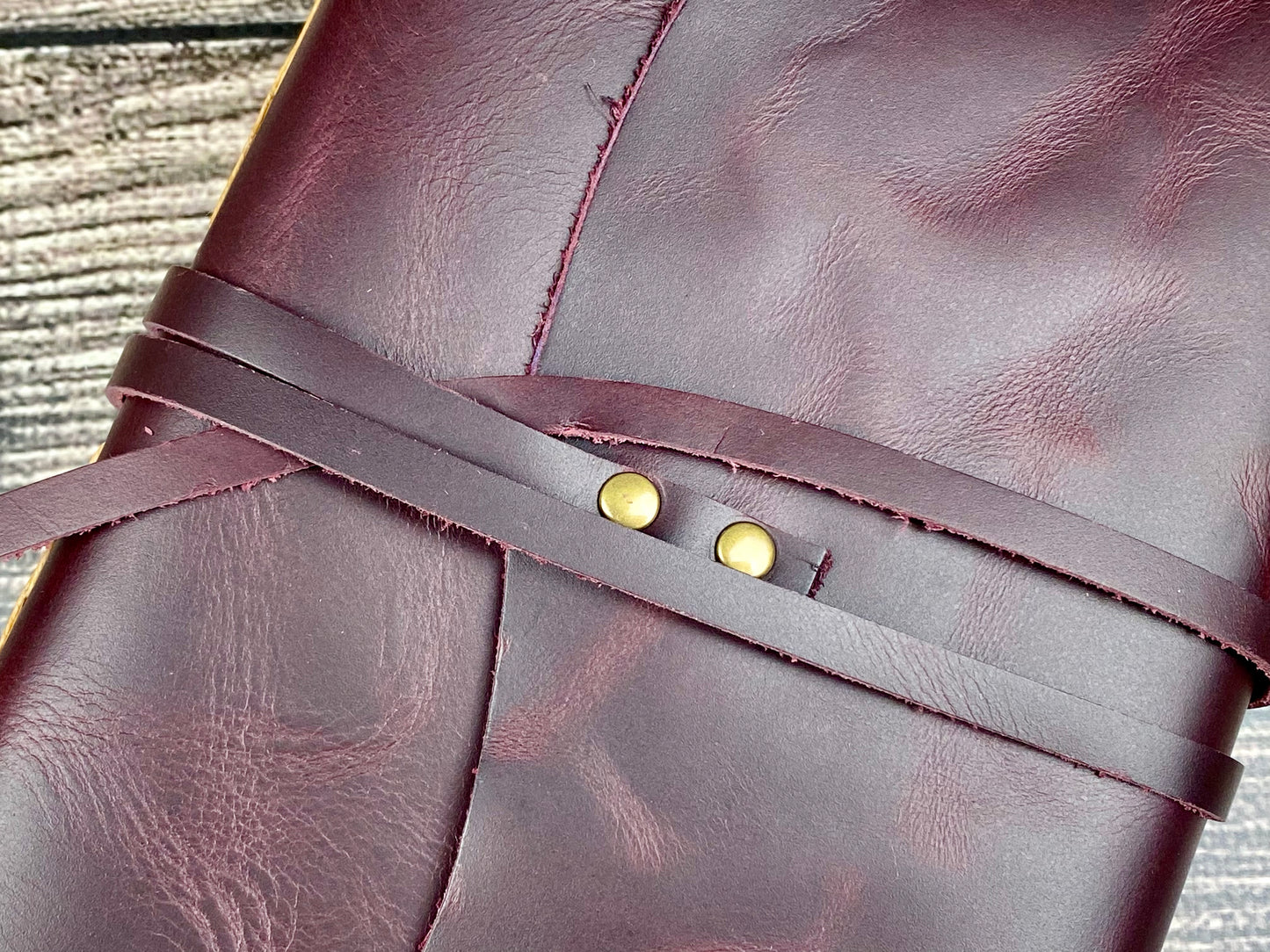 5x7 Blank Leather Journal in Aubergine Cowhide