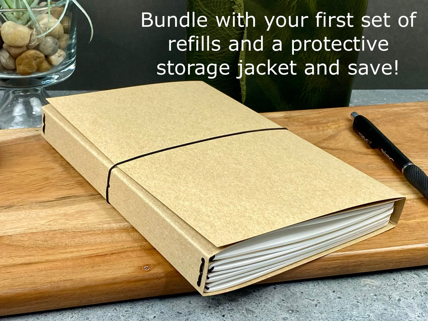 A5 Refillable Leather Journal, Premium Cowhide, Olive & Pink