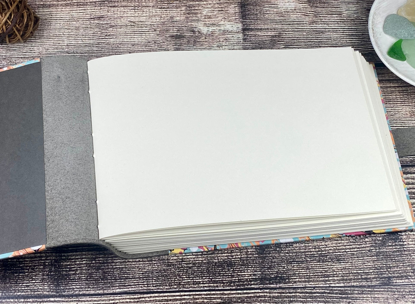 6x9 Marbled Photo Album, Hardcover with Leather Spine