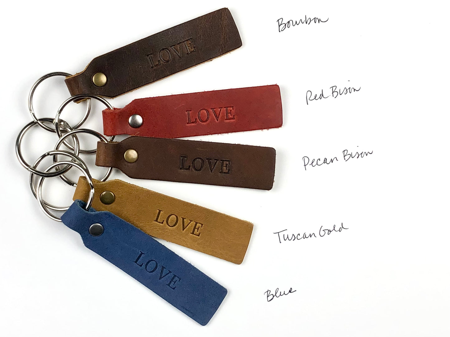 Keychain - Love - in various leathers