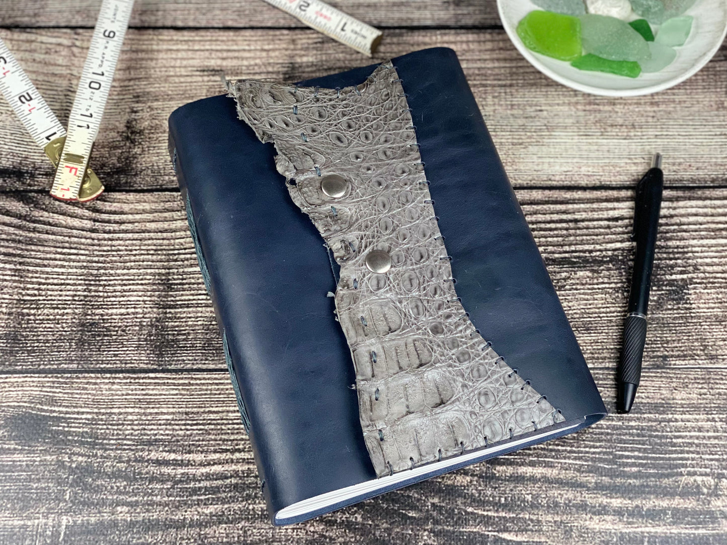 6x8 Leather Journal - Bison and Caiman