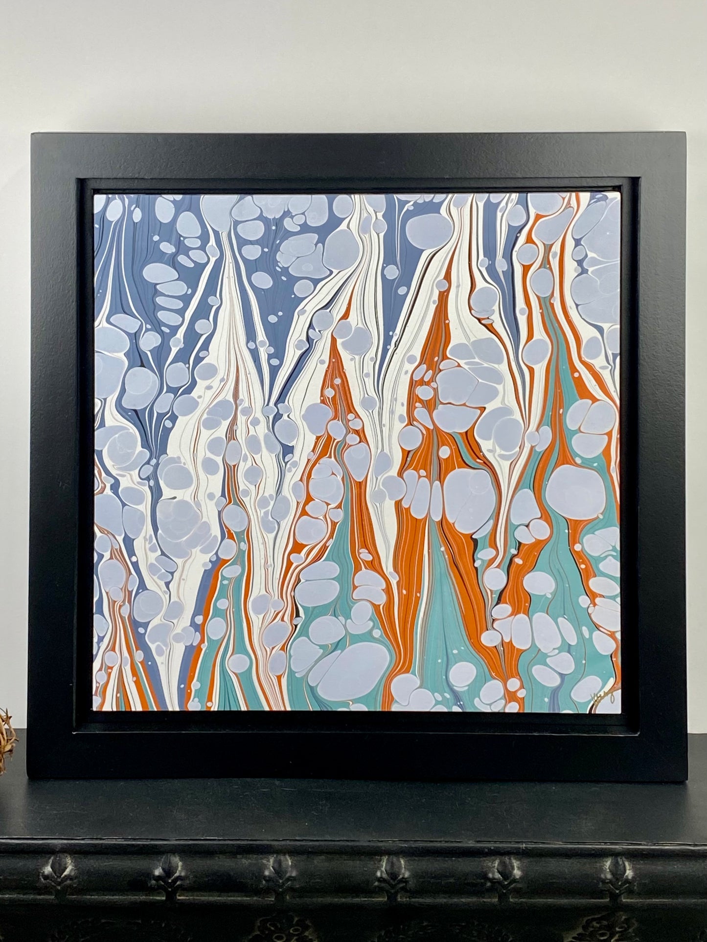 Original Framed Marbled Art, Wall Art