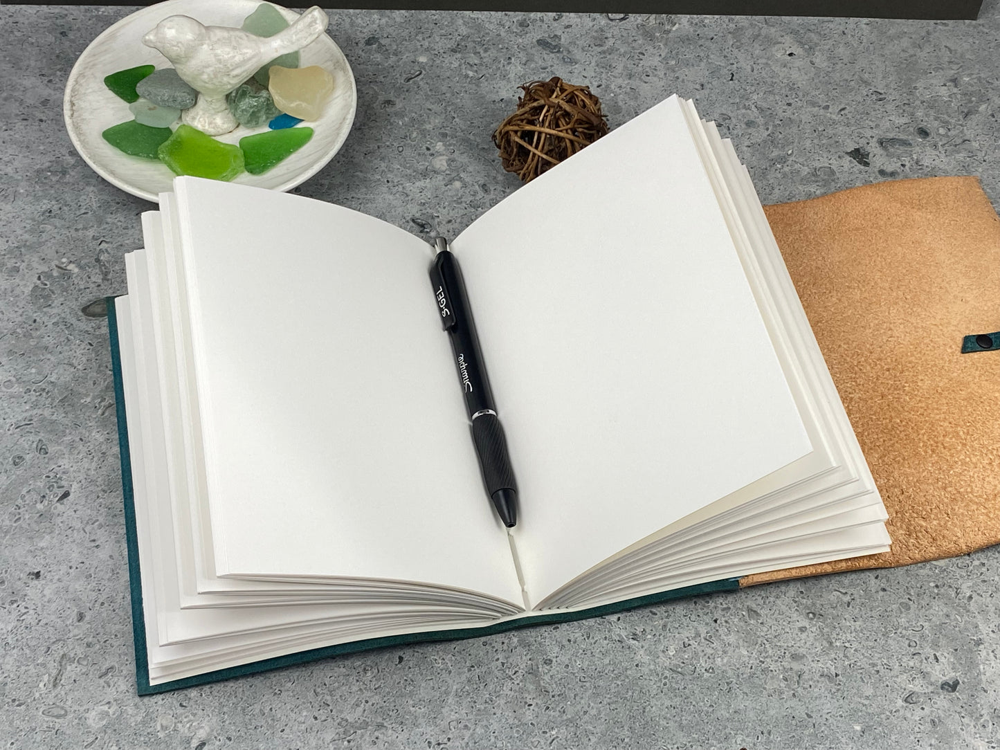 7x5 Marbled Leather Journal - Deep Blue