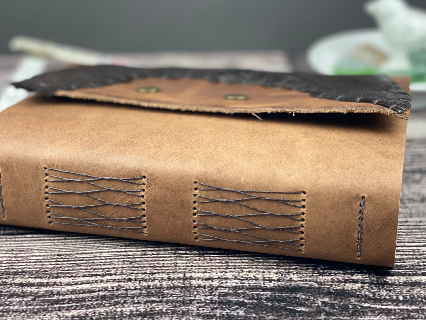 6x8 Leather Journal - Bison and Ostrich