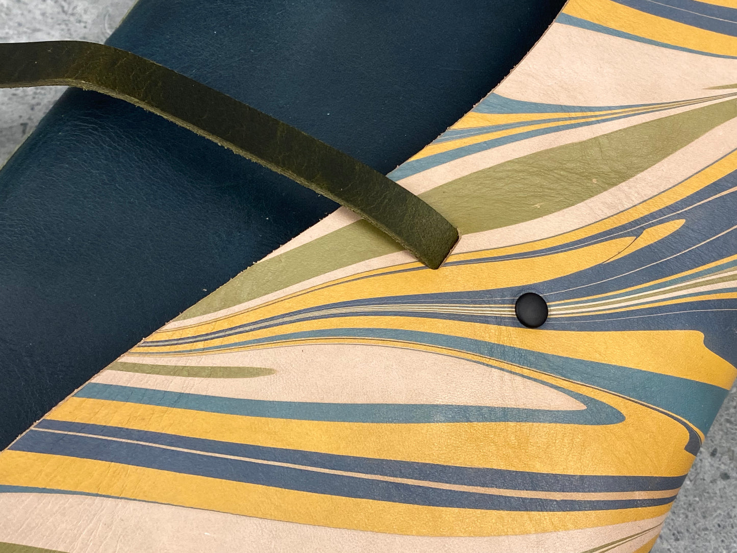 Large Marbled Leather Journal - Dark Blue