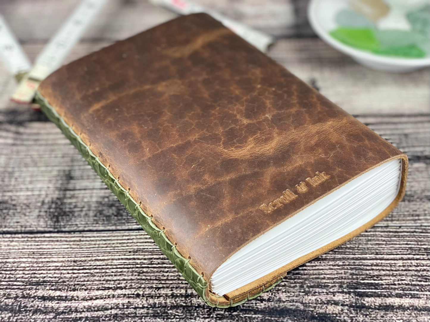 5x7 Leather Journal - Bison and Ostrich