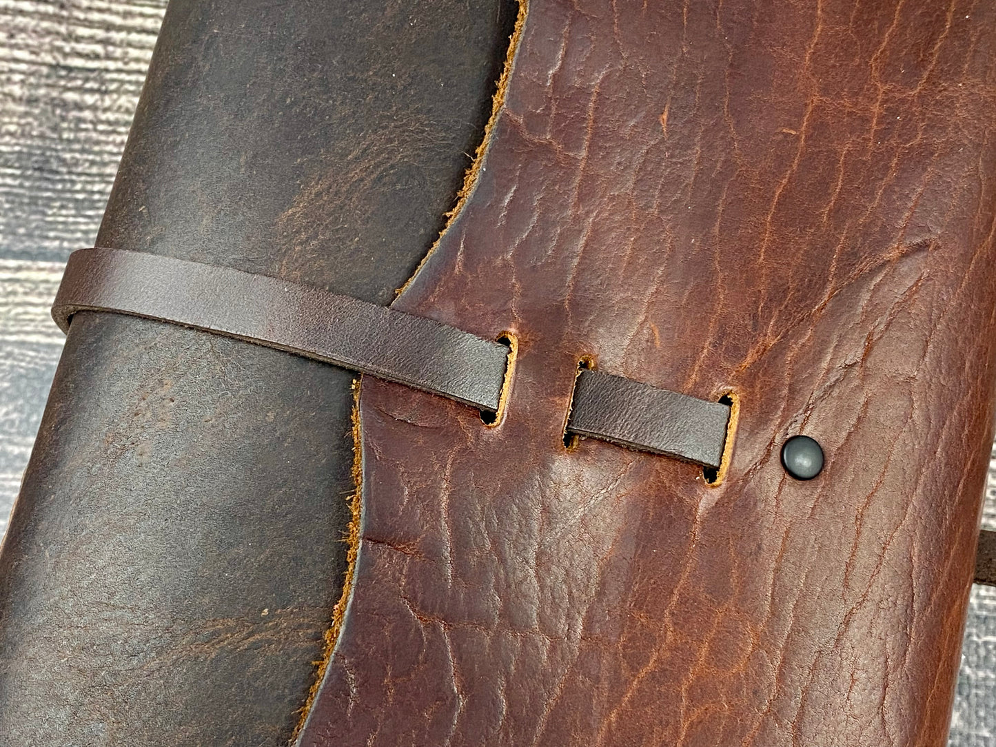 Large Leather Sketchbook/Journal - Walnut and Espresso with Pen Loop