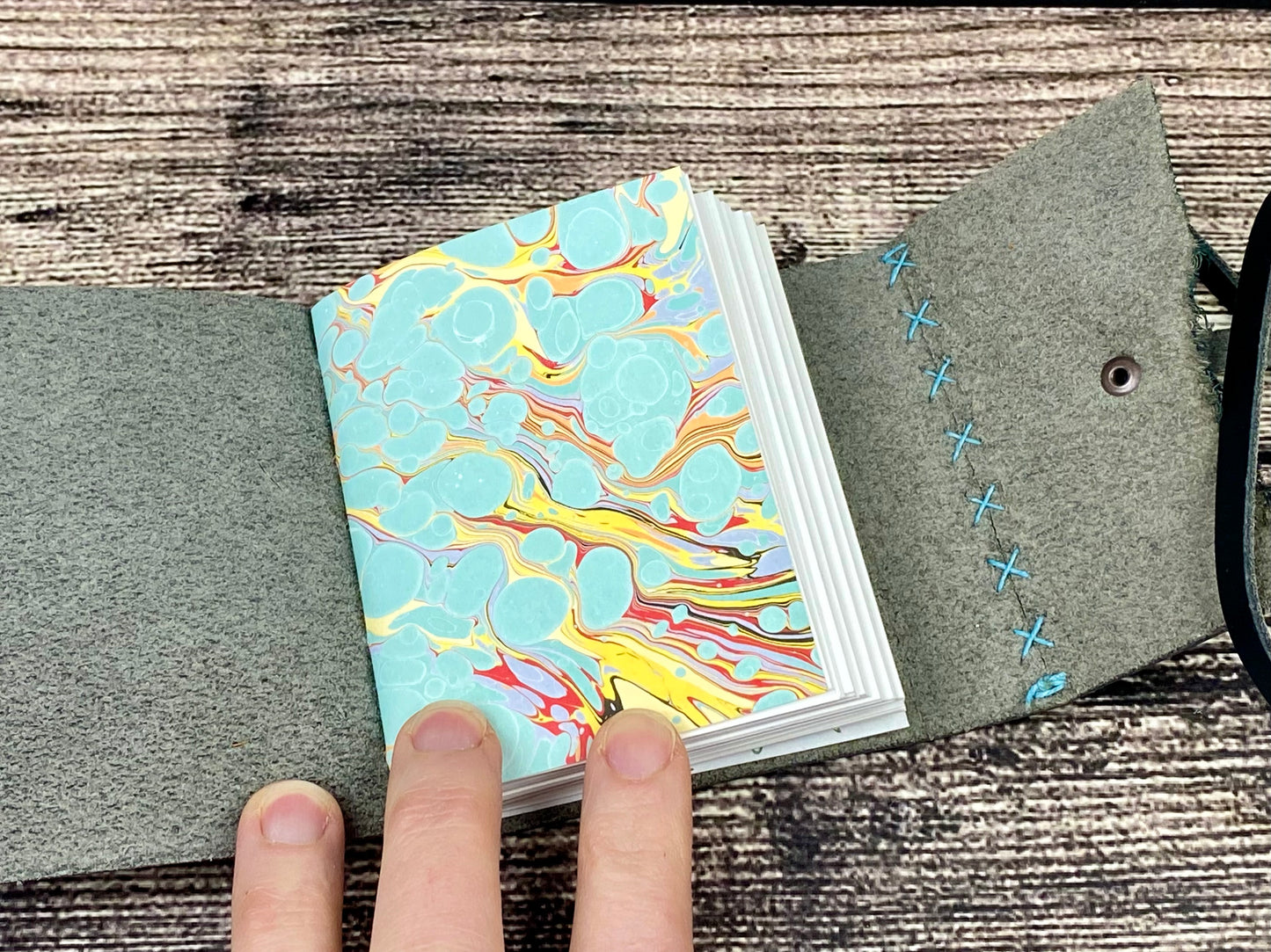 Mini Journal - Peacock cowhide