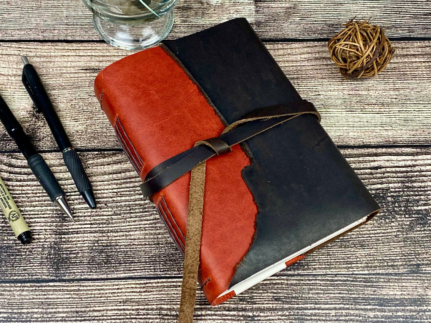 7x5 Sketchbook Journal in Red and Espresso Bison