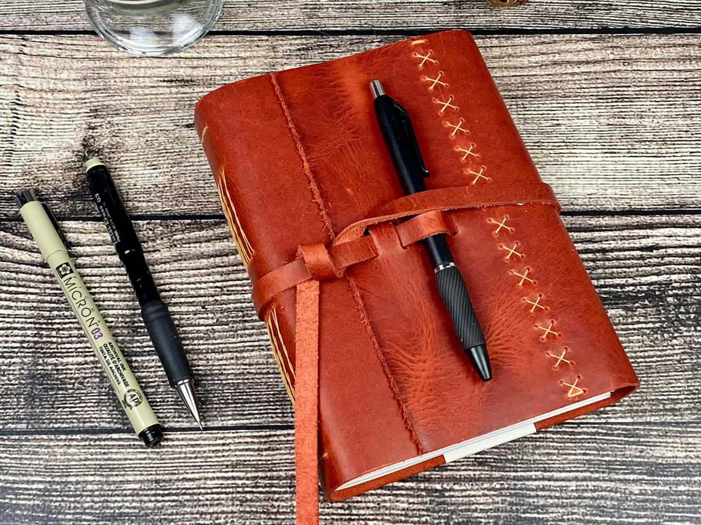 7x5 Sketchbook Journal in Red Bison with pen loop
