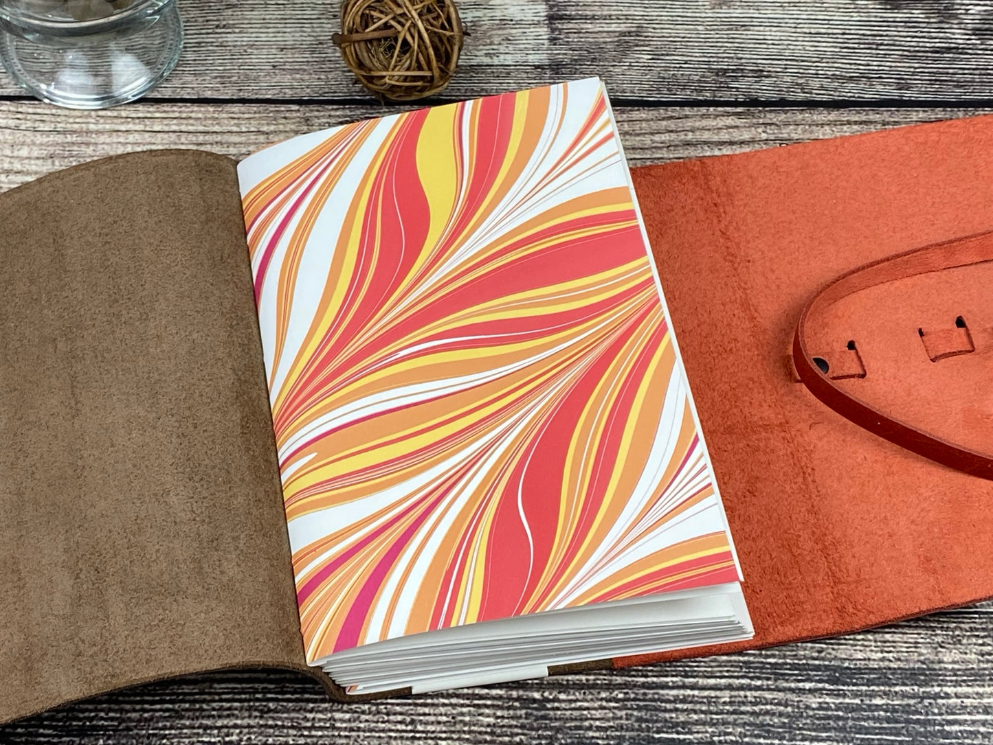 7x5 Bison Leather Sketchbook Journal in Espresso and Red