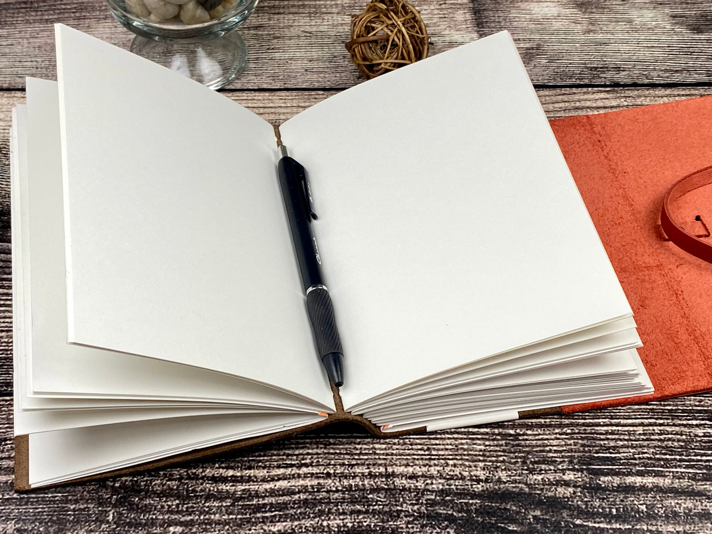 7x5 Bison Leather Sketchbook Journal in Espresso and Red
