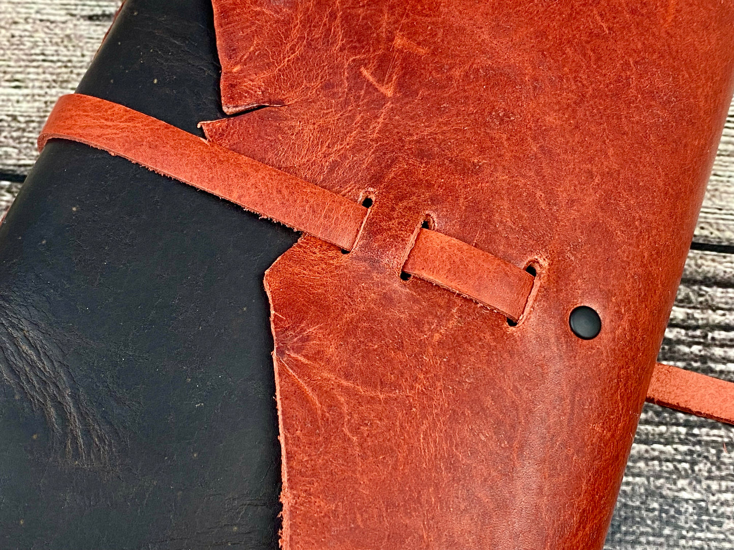 7x5 Bison Leather Sketchbook Journal in Espresso and Red