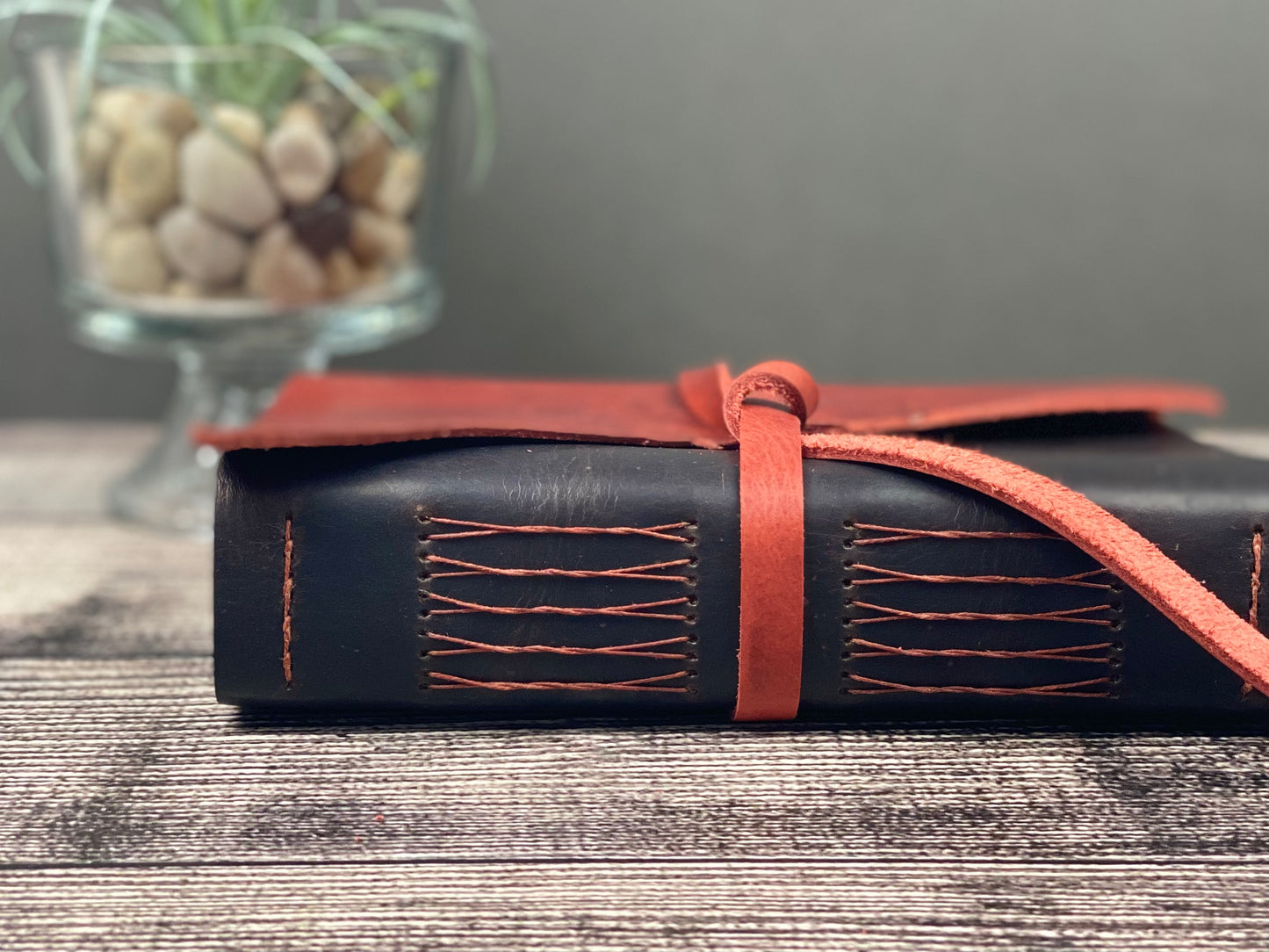 7x5 Bison Leather Sketchbook Journal in Espresso and Red