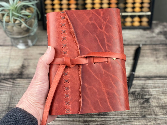 7x5 Leather Sketchbook/Journal - Red Bison