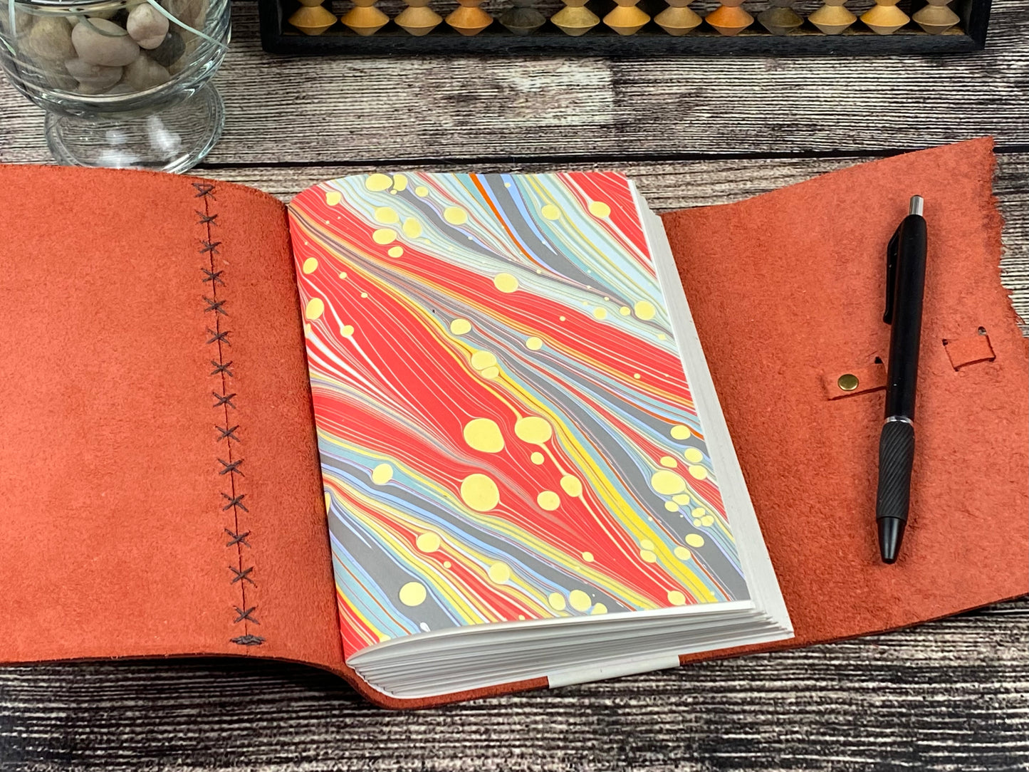 7x5 Leather Sketchbook/Journal - Red Bison