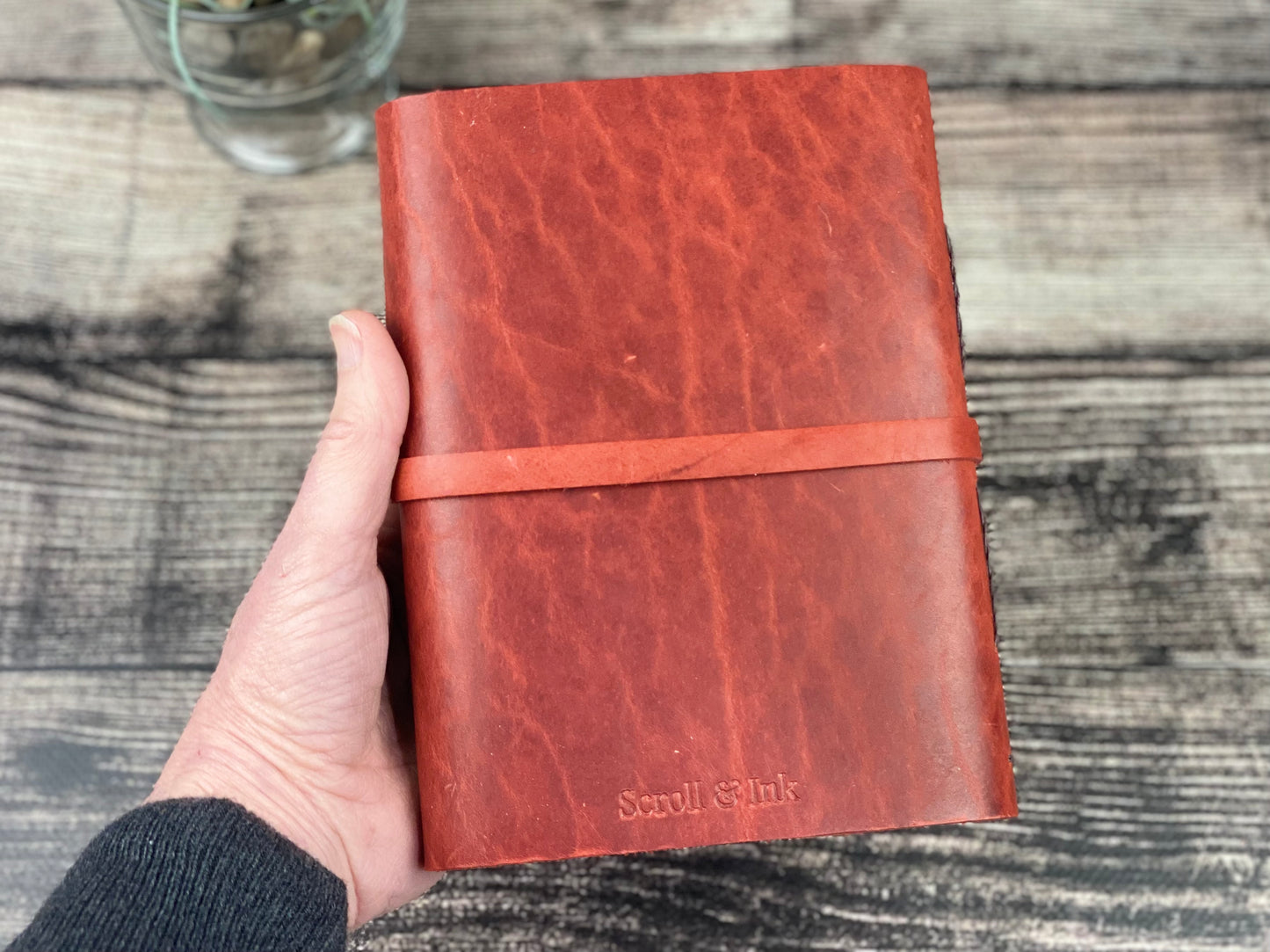 7x5 Leather Sketchbook/Journal - Red & Espresso Bison