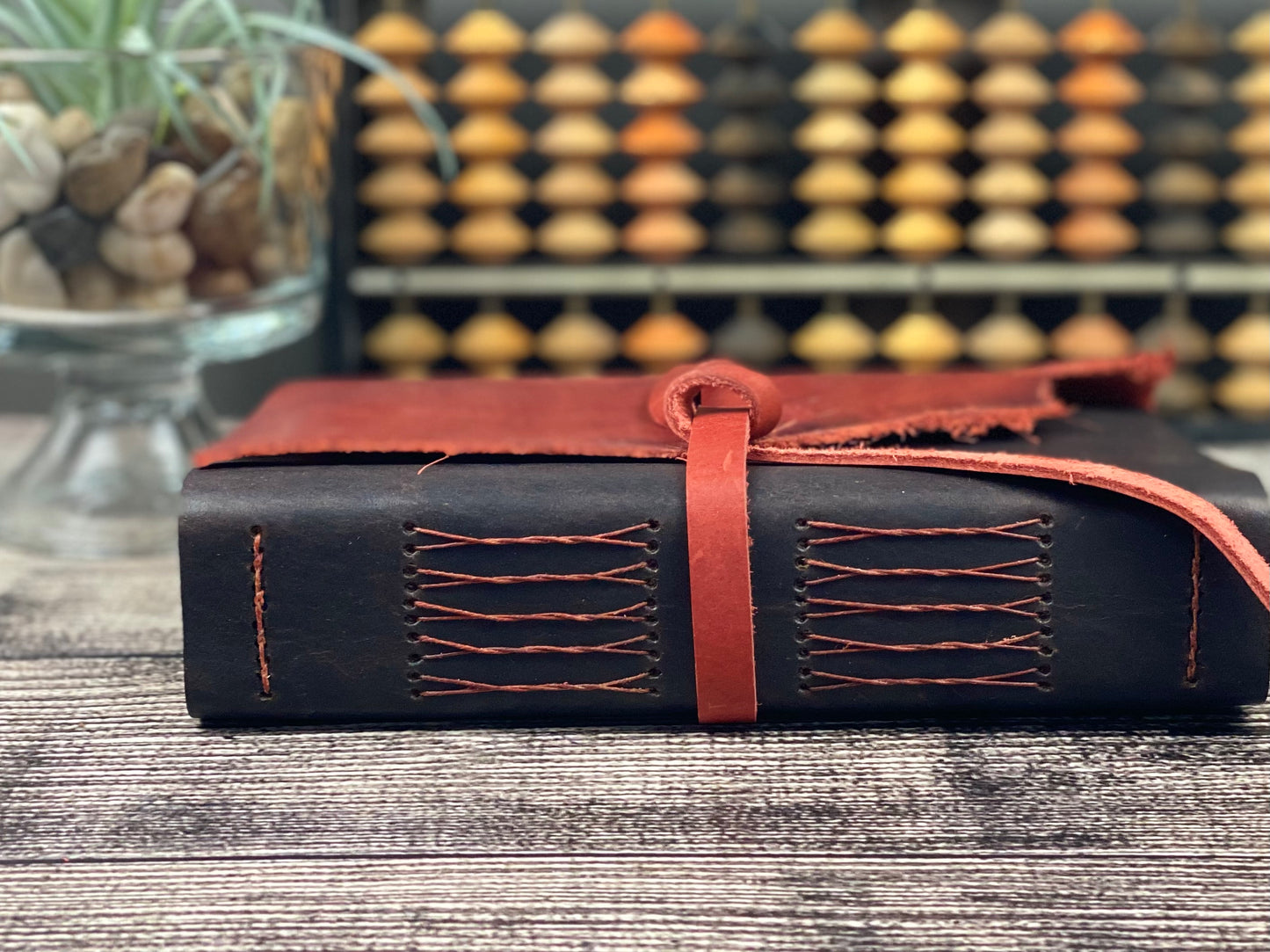 7x5 Leather Sketchbook/Journal - Red & Espresso Bison