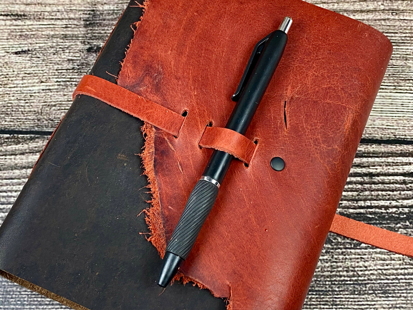 7x5 Leather Sketchbook/Journal - Red & Espresso Bison