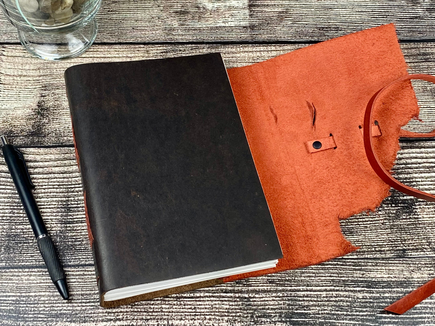 7x5 Leather Sketchbook/Journal - Red & Espresso Bison