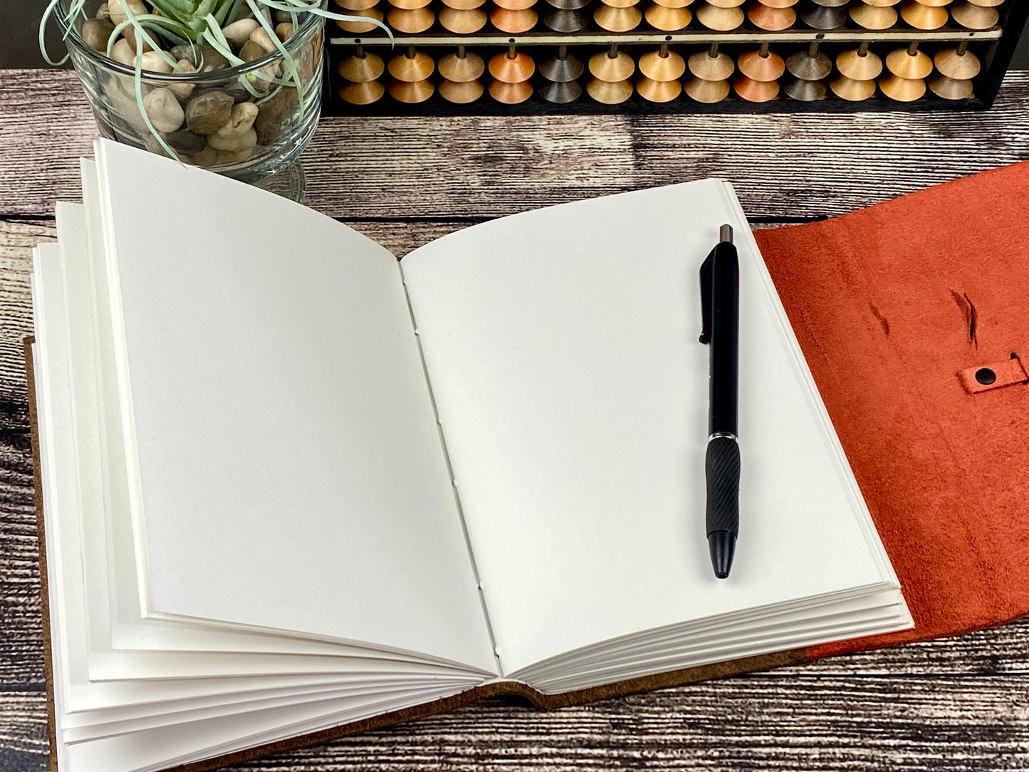 7x5 Leather Sketchbook/Journal - Red & Espresso Bison
