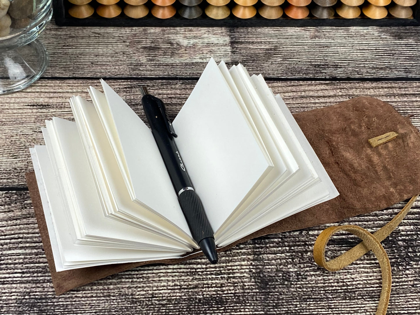 Mini Leather Journal - Chocolate Ostrich