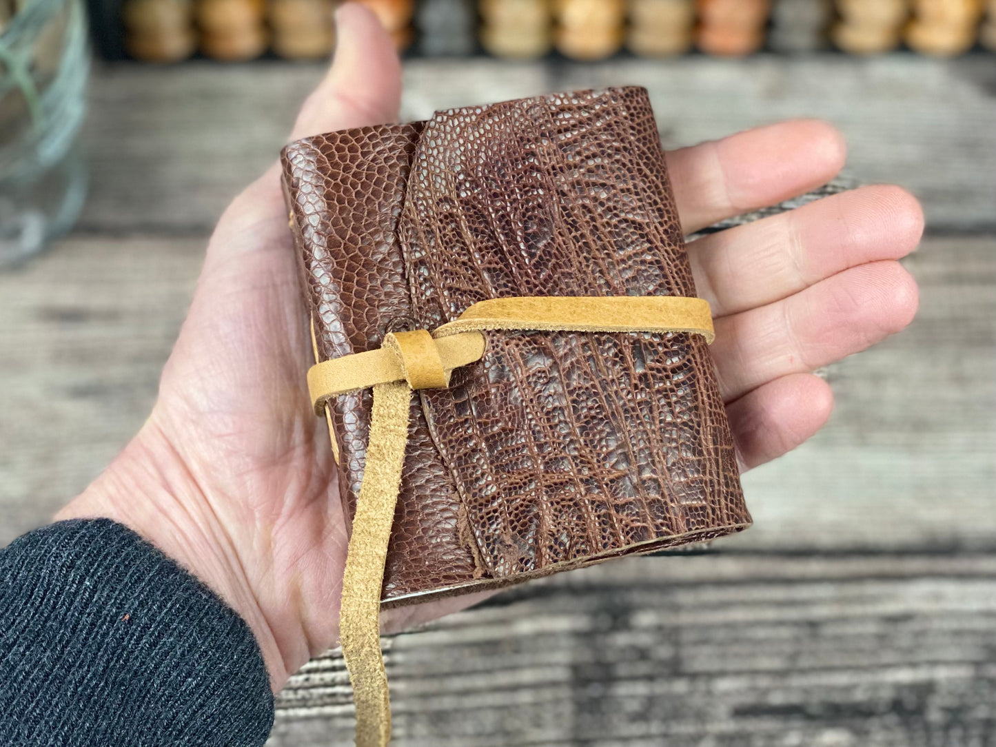 Mini Leather Journal - Chocolate Ostrich