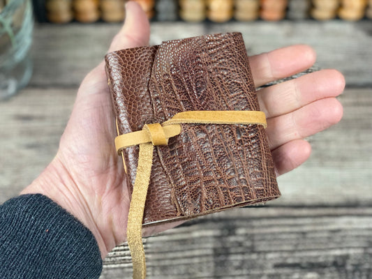 Mini Leather Journal - Chocolate Ostrich