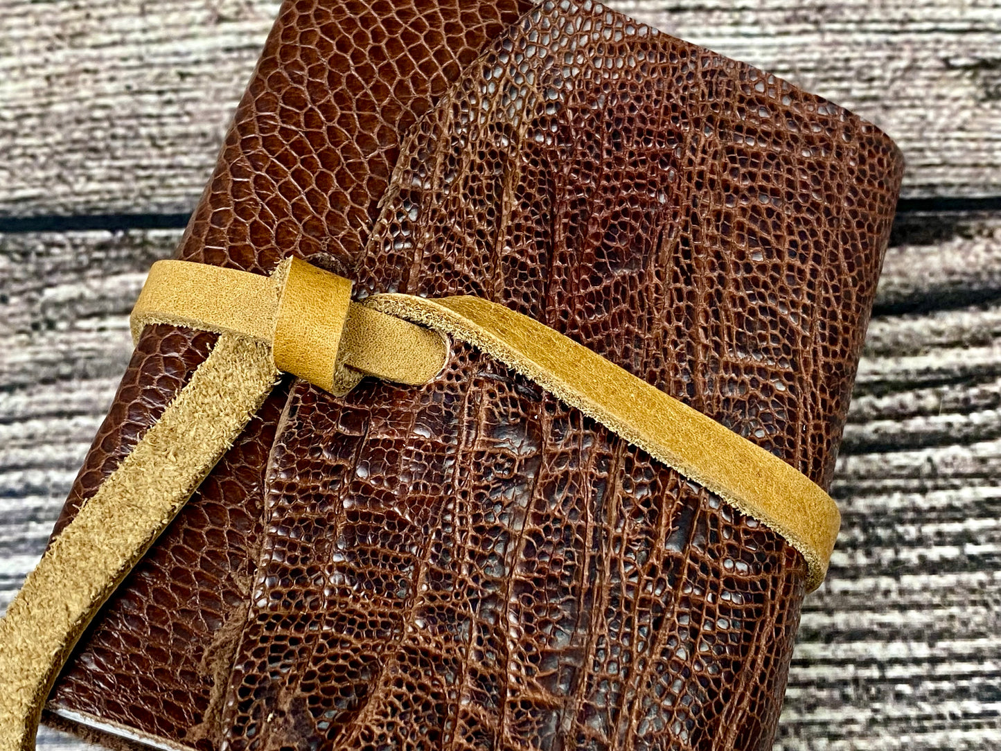 Mini Leather Journal - Chocolate Ostrich