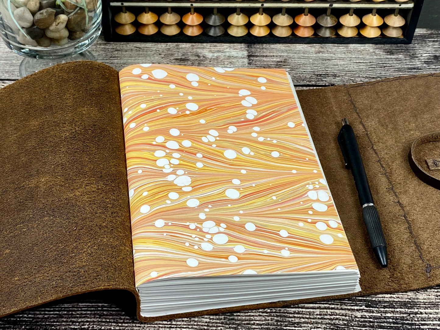 Large Leather Sketchbook/Journal - Bison and Ostrich