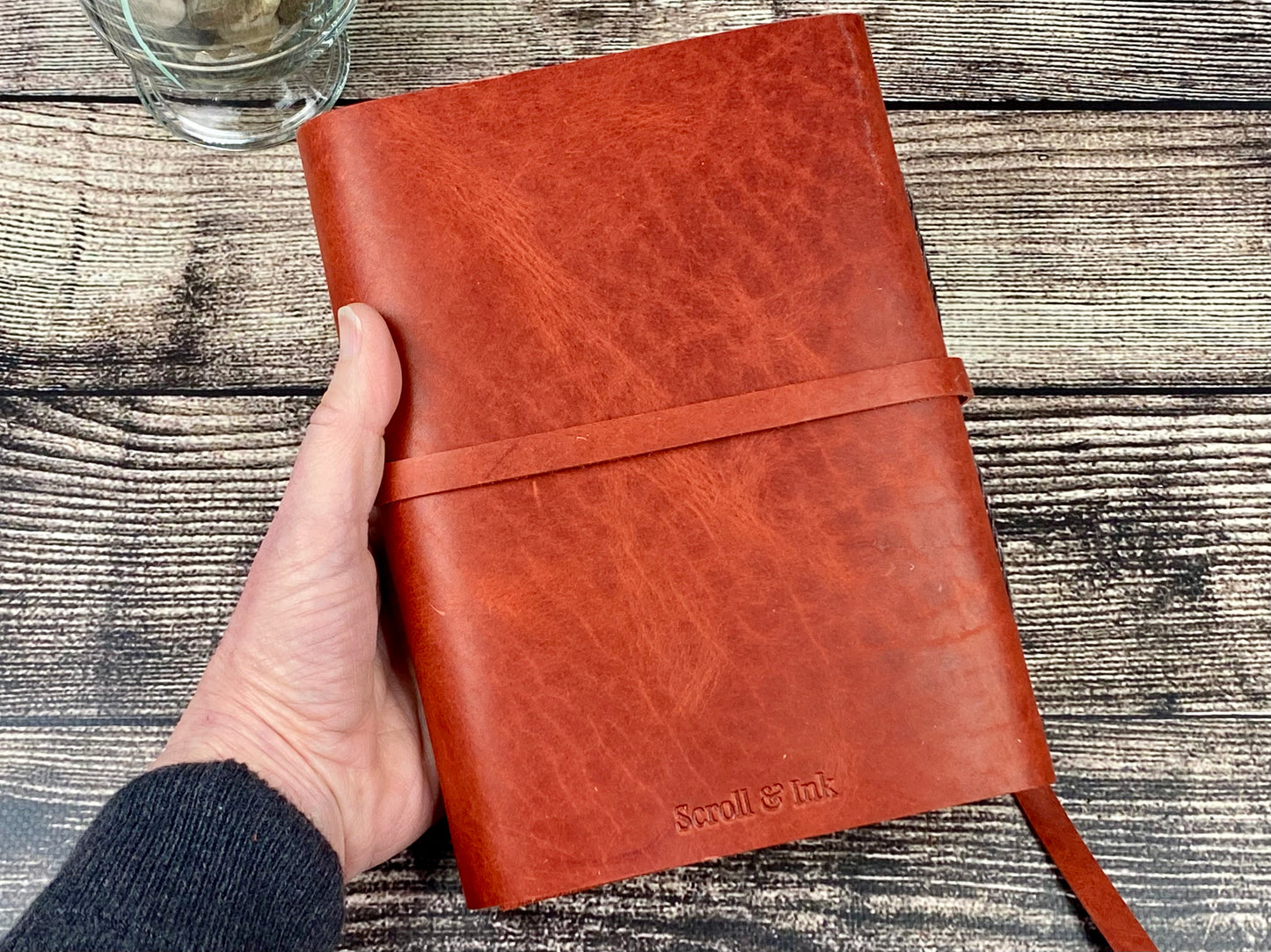 Large Leather Sketchbook/Journal - Red Bison