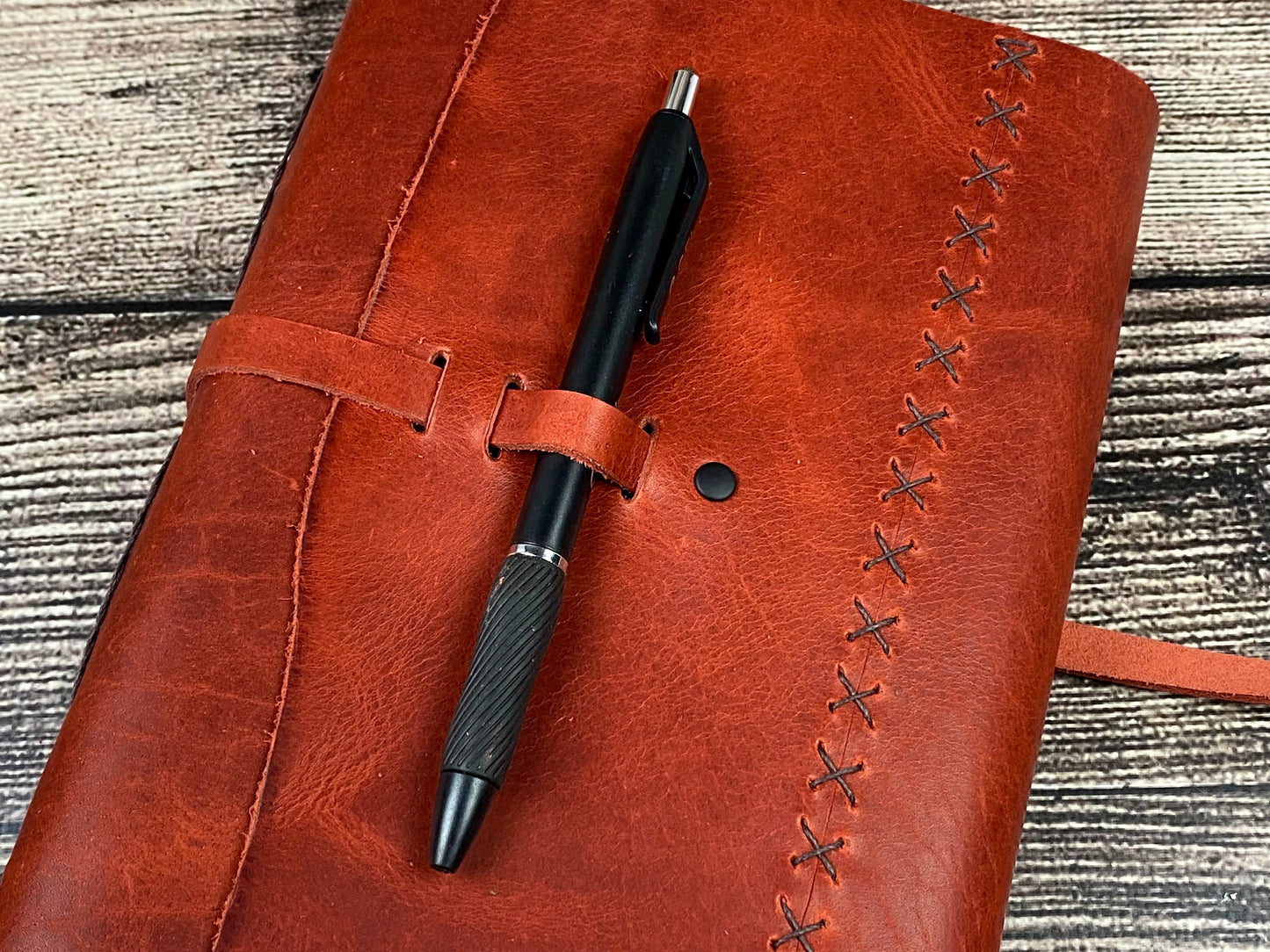 Large Leather Sketchbook/Journal - Red Bison