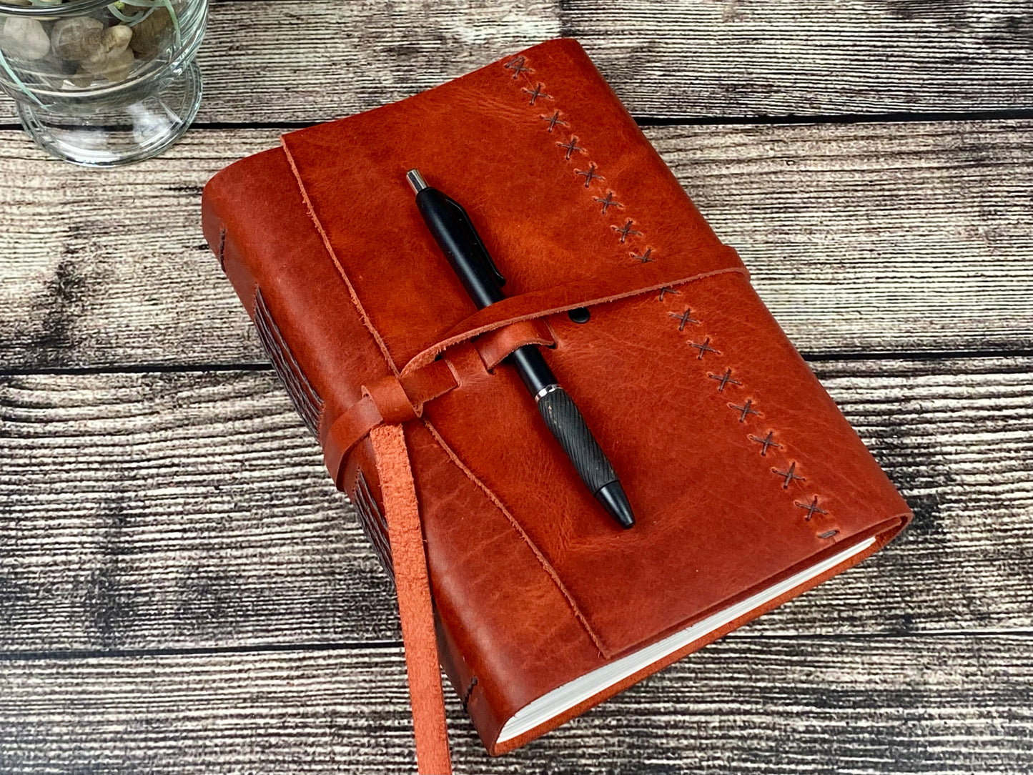 Large Leather Sketchbook/Journal - Red Bison