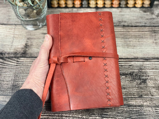 Large Leather Sketchbook/Journal - Red Bison