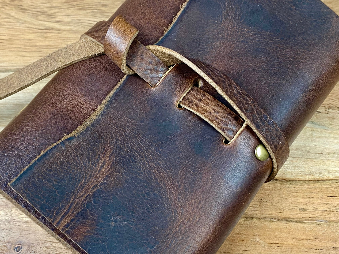 Pocket Refillable Journal in Saddle Brown Leather