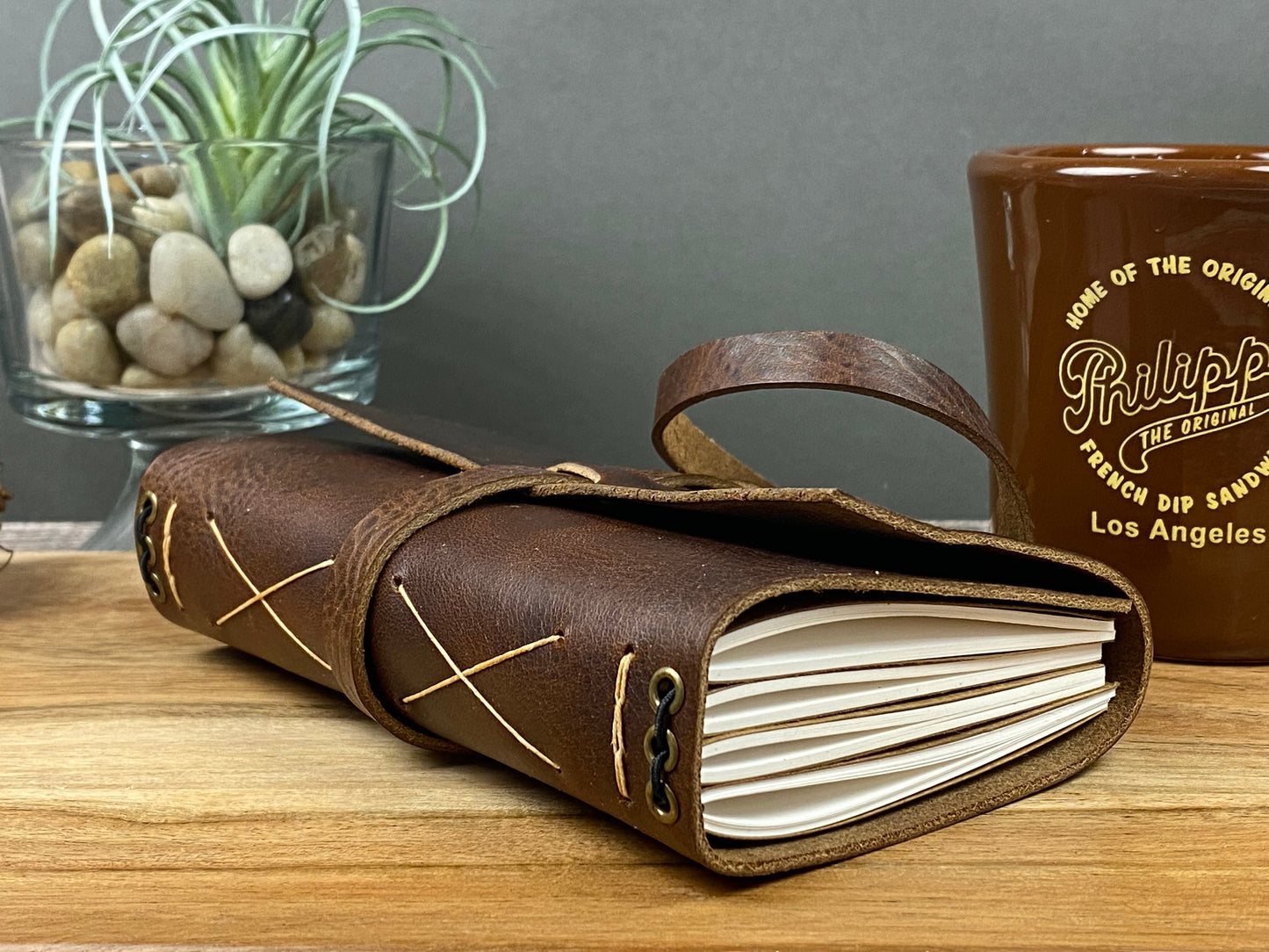 Pocket Refillable Journal in Saddle Brown Leather
