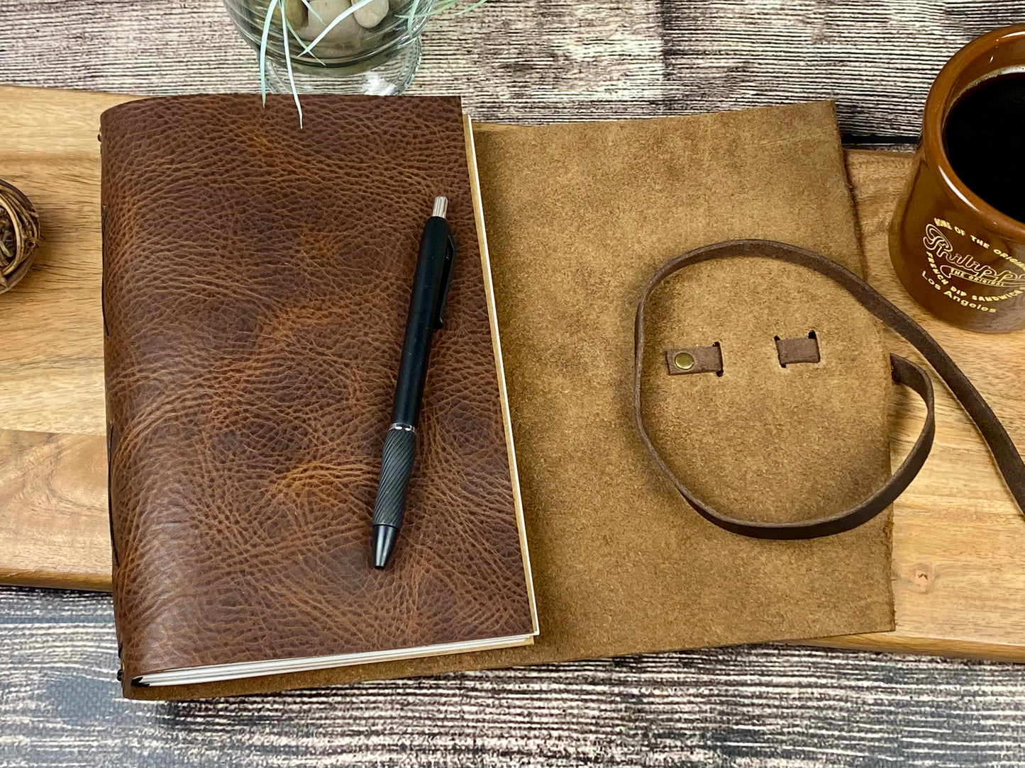 Large Refillable Journal in Saddle Brown Leather