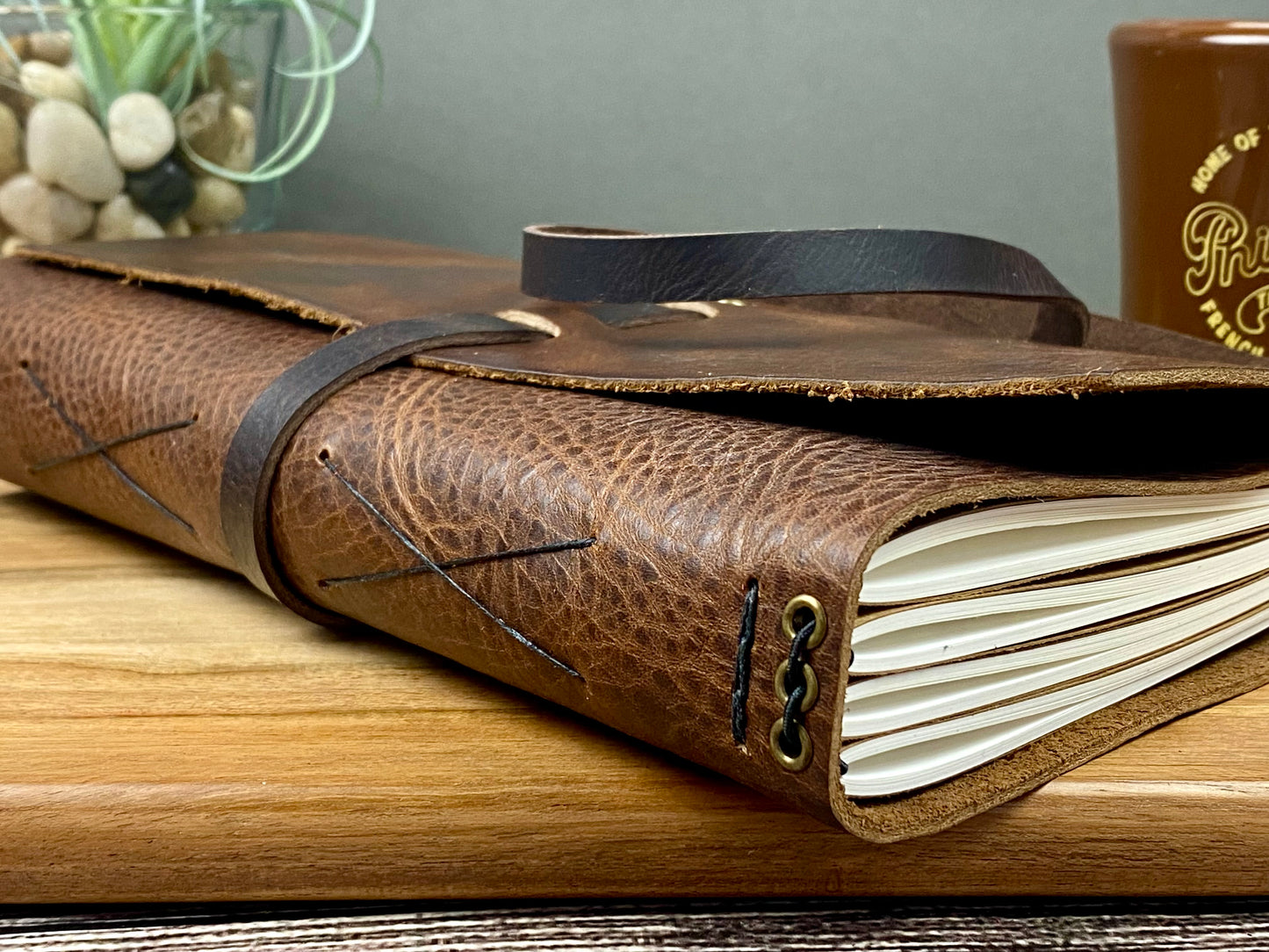 Large Refillable Journal in Saddle Brown Leather