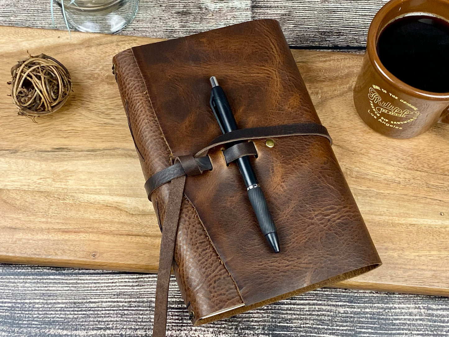 Large Refillable Journal in Saddle Brown Leather