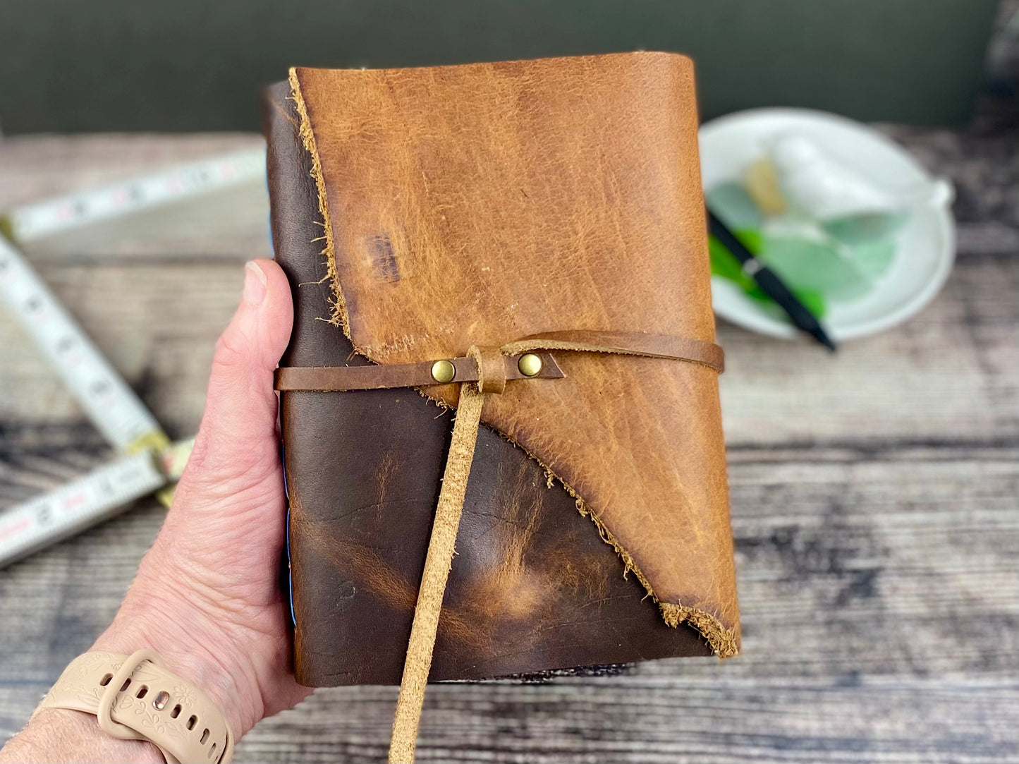 5x7 Leather Journal - Blue Cross