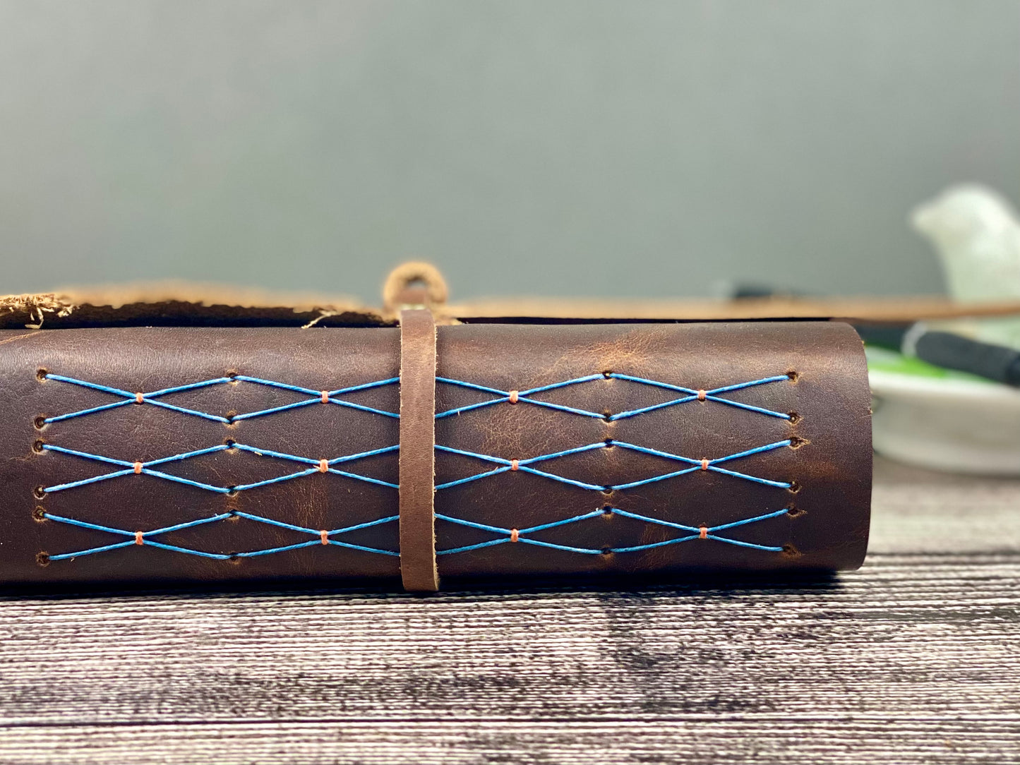 5x7 Leather Journal - Blue Cross
