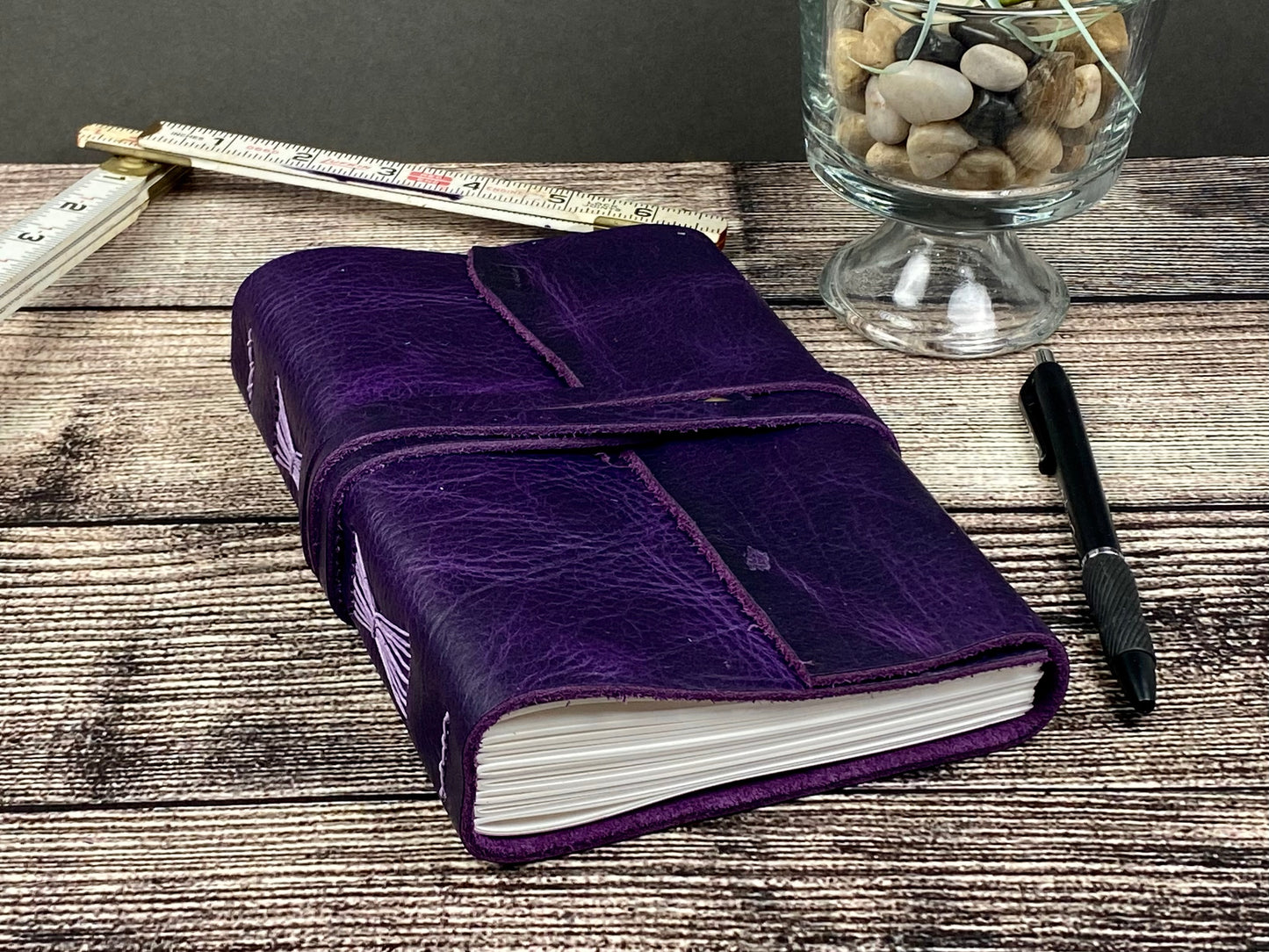 5x7 Lined Journal - Grape Bison Leather