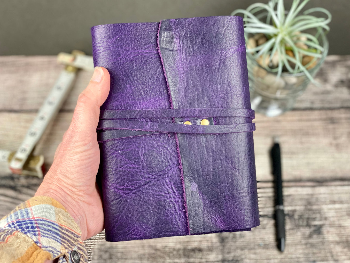 5x7 Lined Journal - Grape Bison Leather