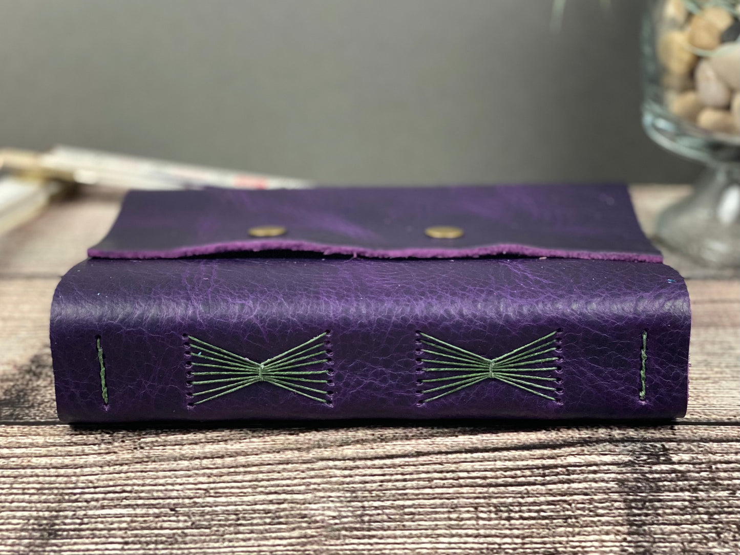 5x7 Lined Journal - Grape Bison Leather with snaps