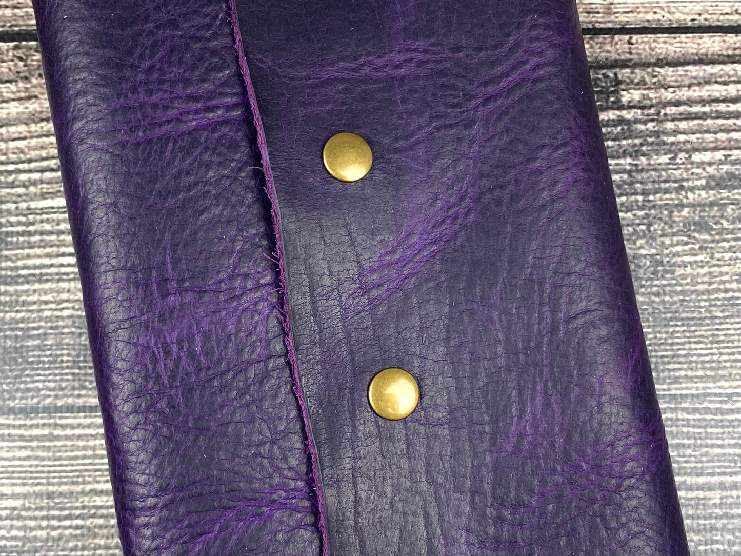 5x7 Lined Journal - Grape Bison Leather with snaps