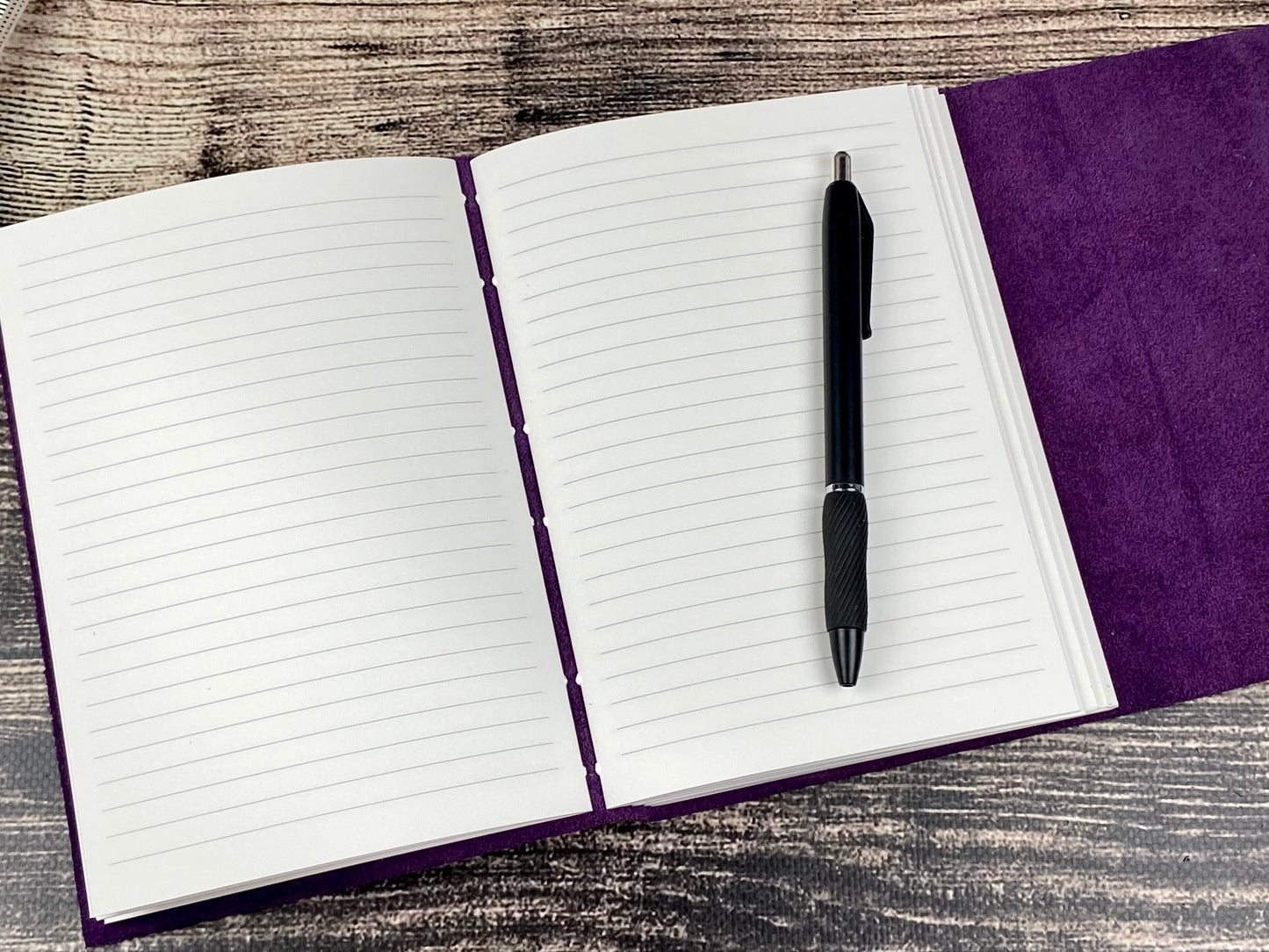 5x7 Lined Journal - Grape Bison Leather with snaps
